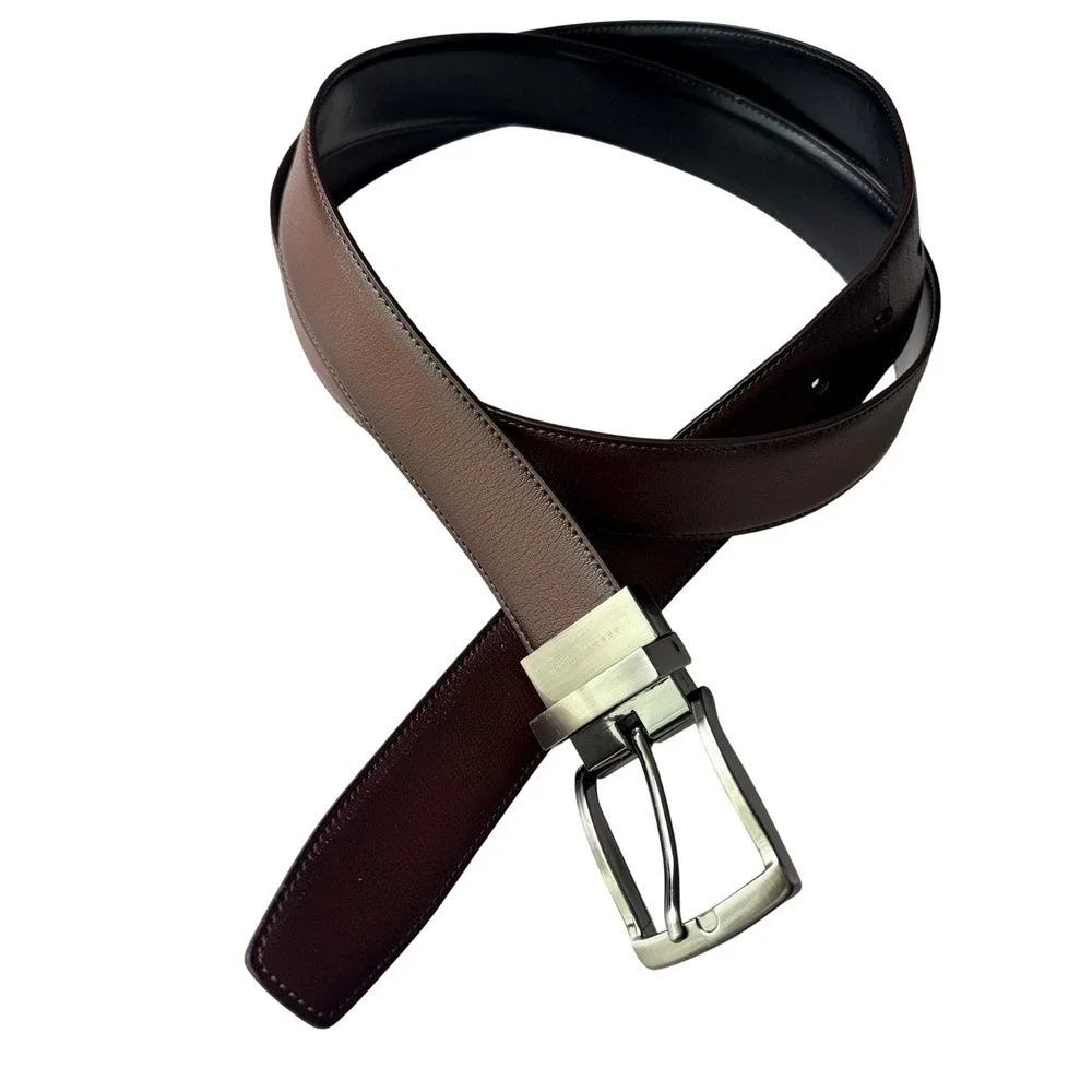 Perry Ellis Reversible Leather Belt 42 Brown Black DP02067